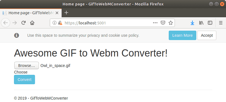 GIF to WebM converter view