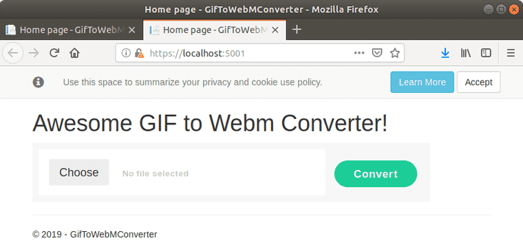GIF to WebM converter, styled